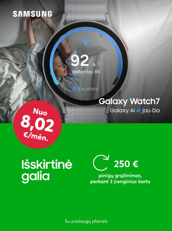 Įsigykite Samsung telefoną, laikrodį bei ausines kartu ir atgaukite net 250 eurų