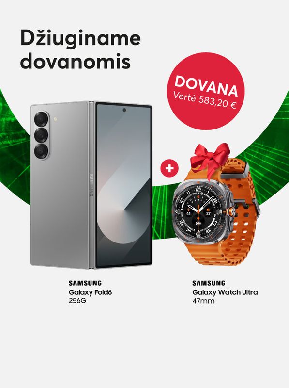 Įsigyjant Samsung Galaxy Fold6, išmanusis laikrodis Galaxy Watch Ultra dovanų!