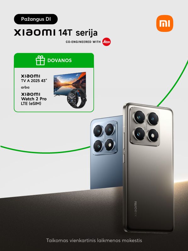 Įsigykite naujausią Xiaomi 14T ir gaukite vertingą dovaną!