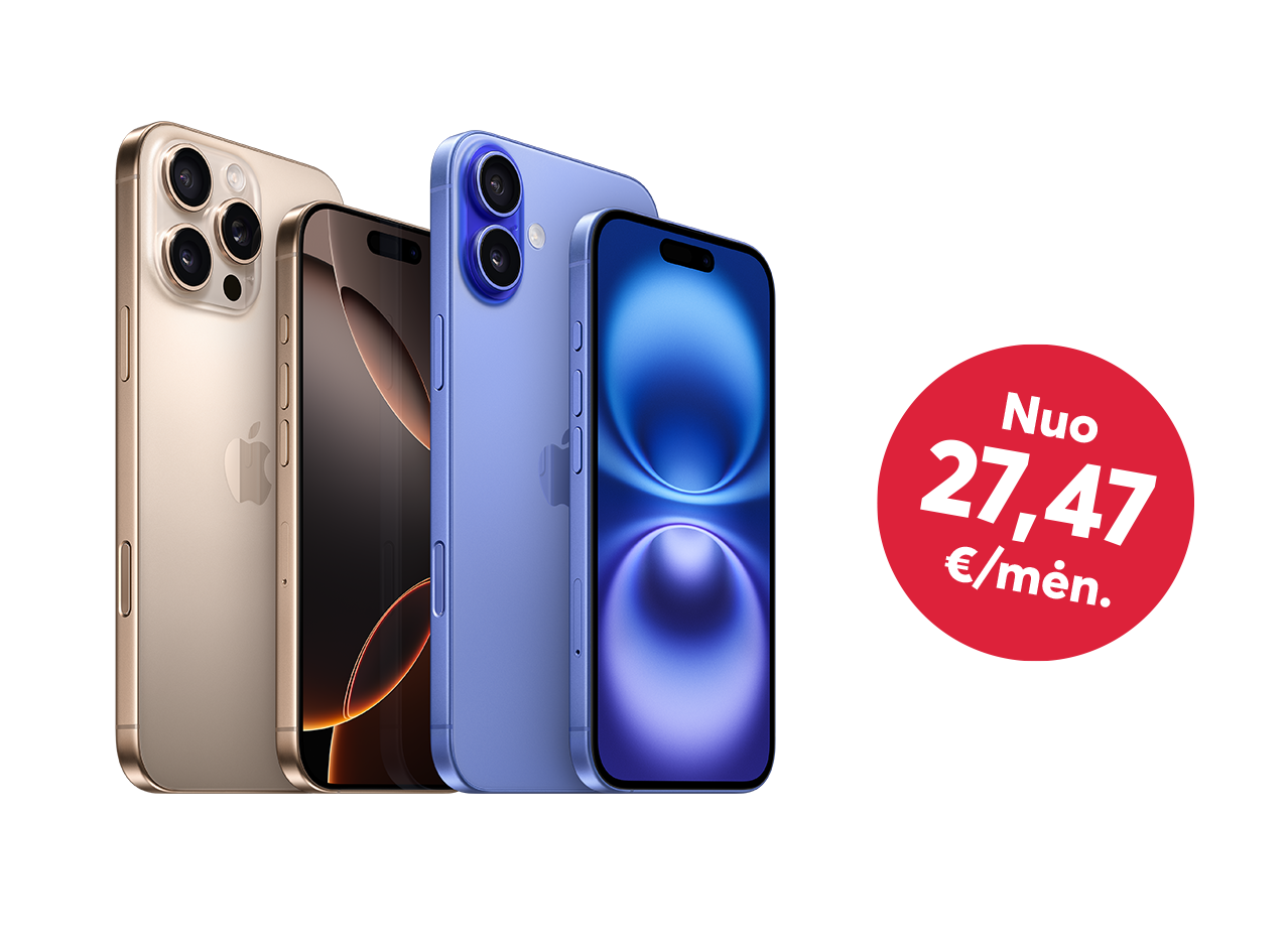 Apple iPhone 16 vos nuo 27,47 eurų per mėnesį!